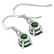 Green CZ Sterling Silver Dangling Earrings, e435